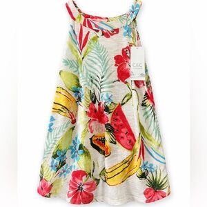 NWT C&C California Tropical Fruit Linen Blend Tank Top Size 2X Summer Perfection